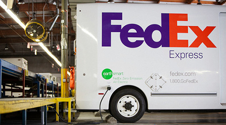 At the tail end of the stuff-moving chain, electric vehicles aim to reduce air quality and climate impacts. Photo courtesy of FedEx